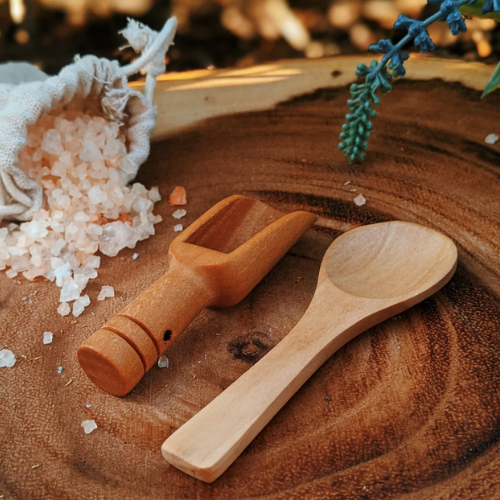 Natural wood mini spoon and scooper set