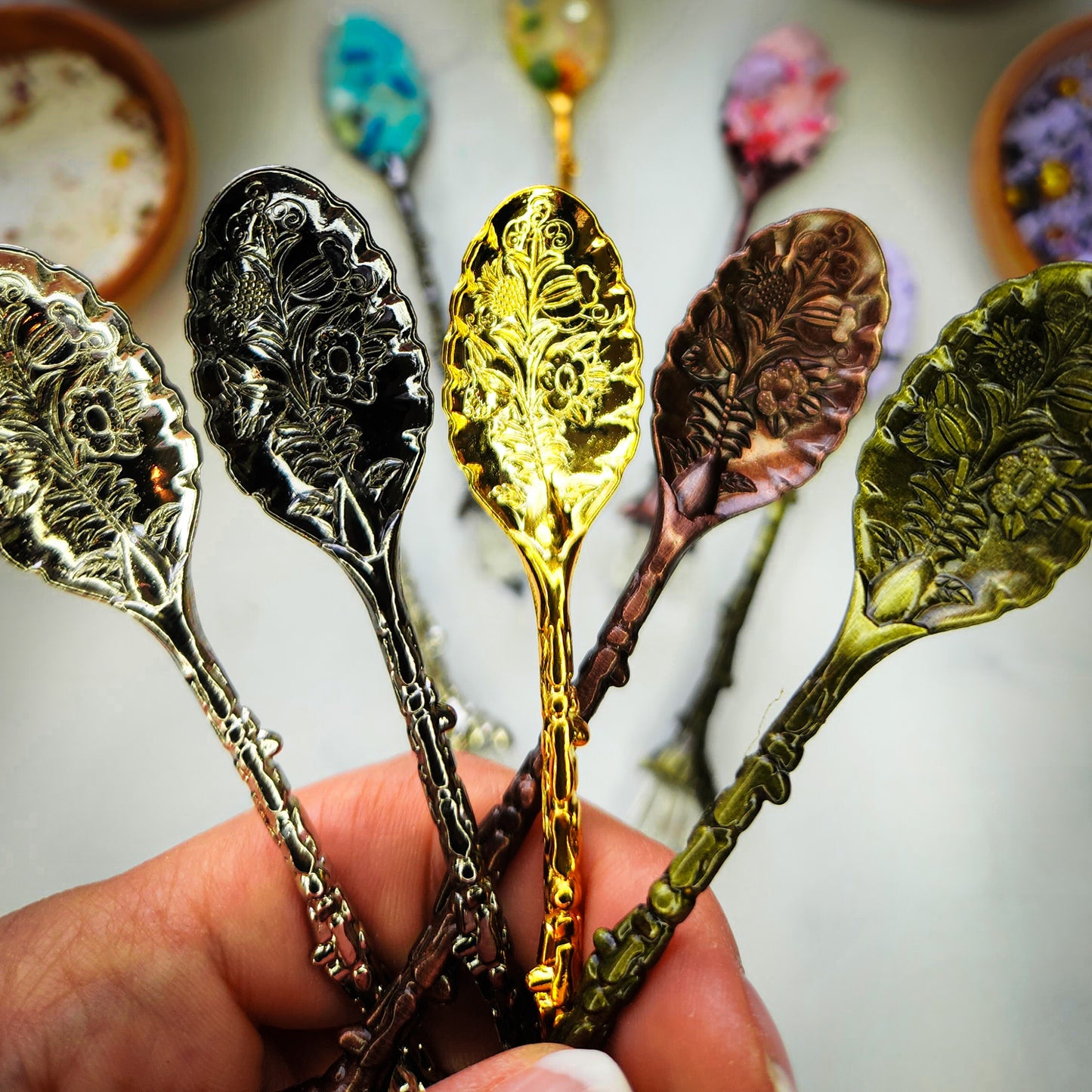 Carved fairy crystal spoon for imaginative sensory play