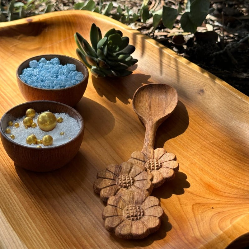 Flower wooden spoon for potion play and sensory activities
