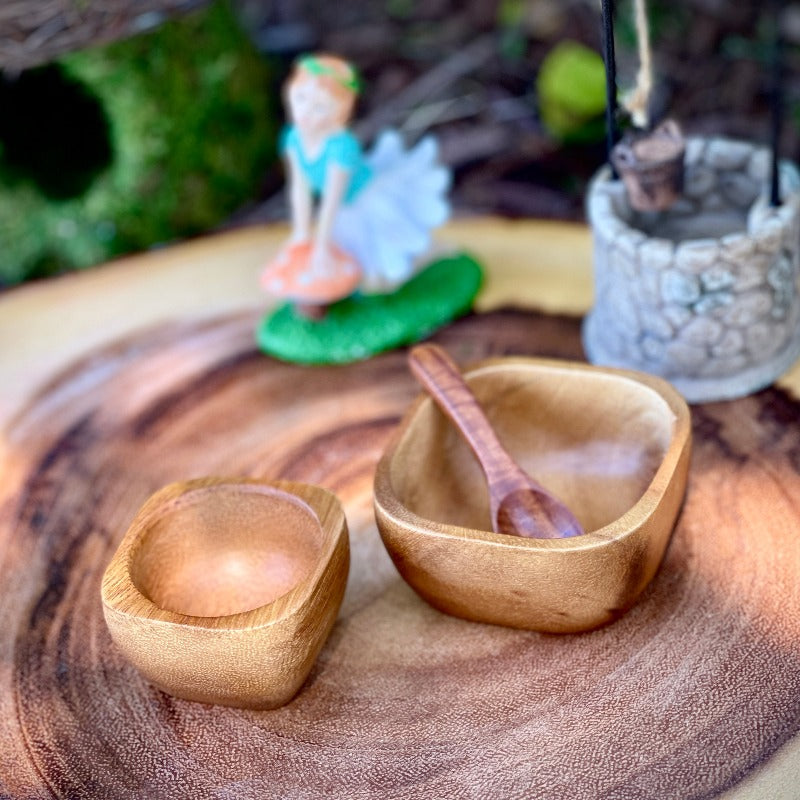Mini Fairy Wooden Bowls and Spoon