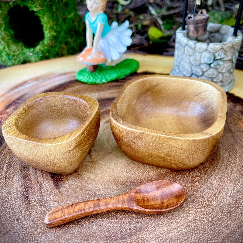 Mini Fairy Wooden Bowls and Spoon